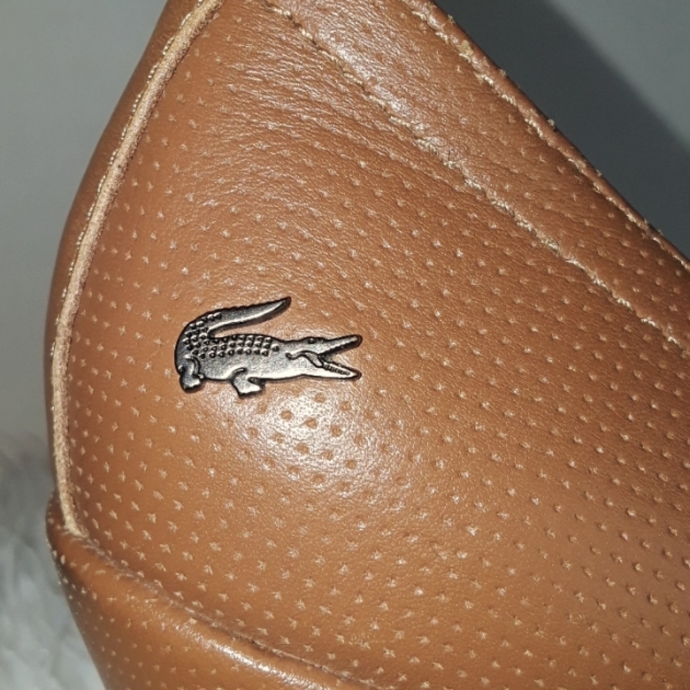 🐊Lacoste Paris Brown Leather Wedge Shoes. Women's Size: 7.5 - Picture 3 of 13